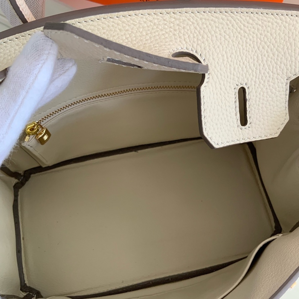 Cream Pebbled Leather Inspired 25 Birkin - Picture 11 of 12